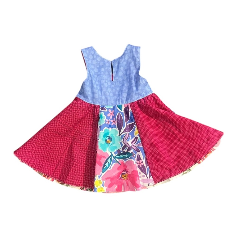 Boutique Handmade Reversible Baby Dress & Hat Set 12-18M Floral - Picture 6 of 9